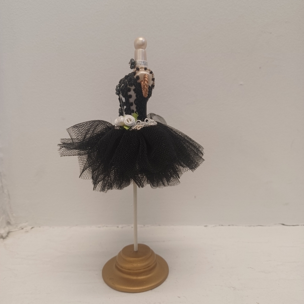Vintage Jewelry Holder Mannequin Black Dress 7" Height - Picture 5 of 8